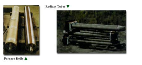 Furnace rolls and radiant tubes